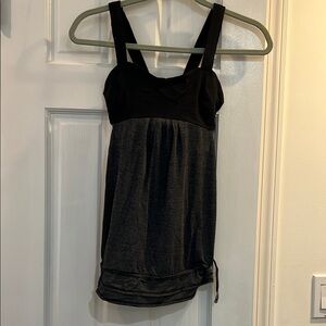 Lululemon Athletica Black and Gray Fitted Ruched Tank Top